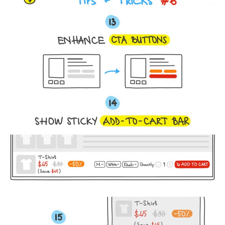 The CTA button and size chart: Increase conversion rates with the “Add to cart”, “Buy now” and “Size chart” buttons – eCommerce CRO Tips & Tricks #6