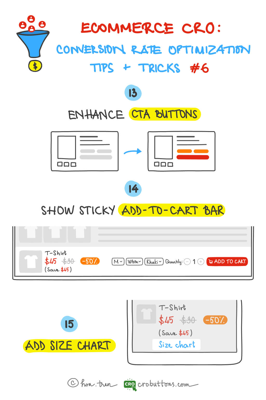 The CTA button and size chart: Increase conversion rates with the “Add to cart”, “Buy now” and “Size chart” buttons – eCommerce CRO Tips & Tricks #6