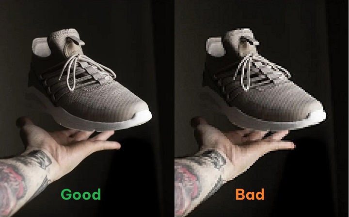 Examples of bad and good-quality images featuring the same product